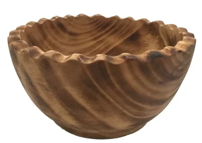 Scallop Wavy Edge Medium Wooden Bowl