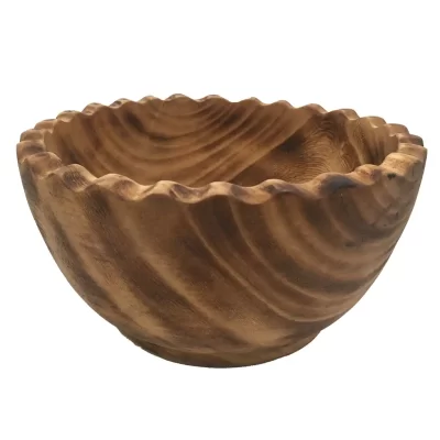 Scallop Wavy Edge Medium Wooden Bowl