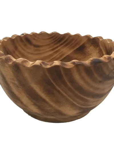 Scallop Wavy Edge Medium Wooden Bowl