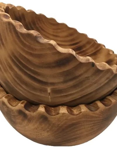 Scallop Wavy Edge Medium Wooden Bowl