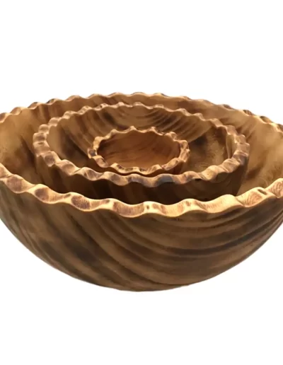 Scallop Wavy Edge Medium Wooden Bowl
