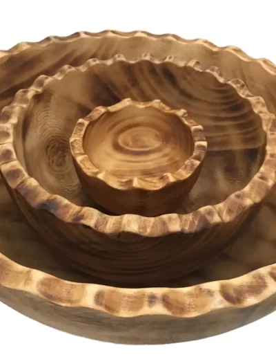 Scallop Wavy Edge Medium Wooden Bowl