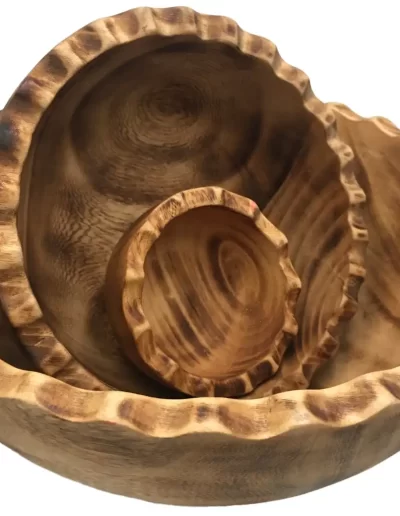 Scallop Wavy Edge Medium Wooden Bowl