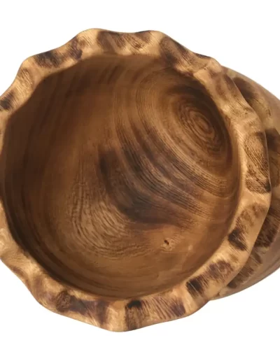 Scallop Wavy Edge Small Wooden Bowl