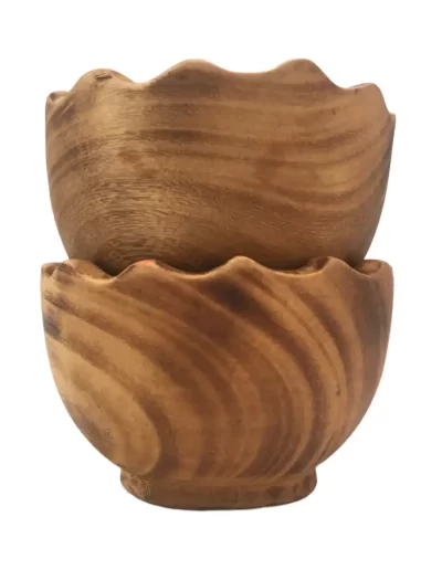 Scallop Wavy Edge Small Wooden Bowl