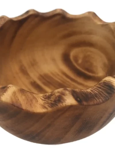 Scallop Wavy Edge Small Wooden Bowl