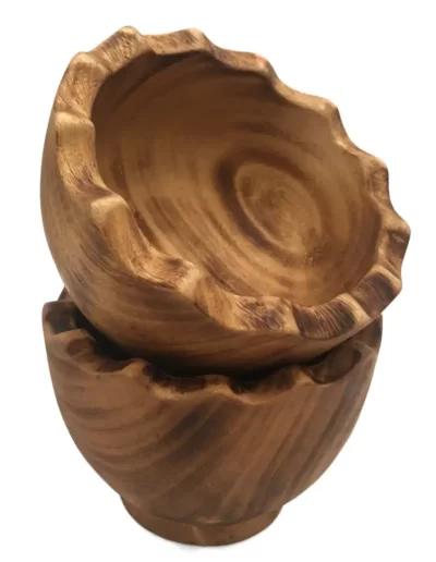 Scallop Wavy Edge Small Wooden Bowl