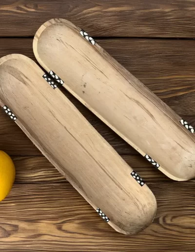 African Spots Long Wooden Tray
