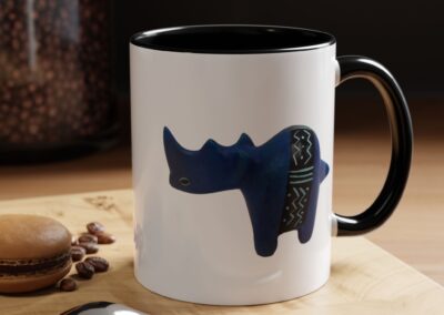 Colorful Handcrafted Rhino Accent Coffee Mug