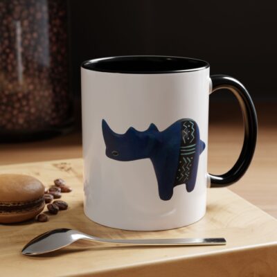 Colorful Handcrafted Rhino Accent Coffee Mug