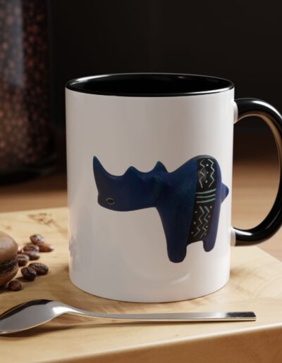 Colorful Handcrafted Rhino Accent Coffee Mug