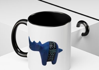 Colorful Handcrafted Rhino Accent Coffee Mug