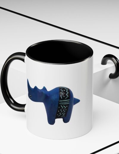 Colorful Handcrafted Rhino Accent Coffee Mug