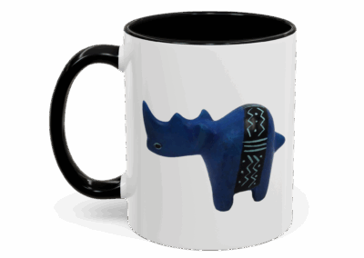Colorful Handcrafted Rhino Accent Coffee Mug