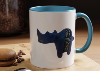 Colorful Handcrafted Rhino Accent Coffee Mug