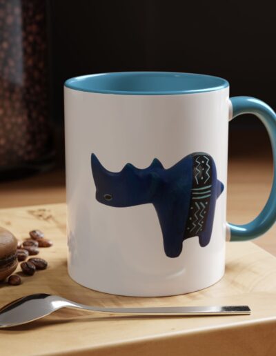 Colorful Handcrafted Rhino Accent Coffee Mug