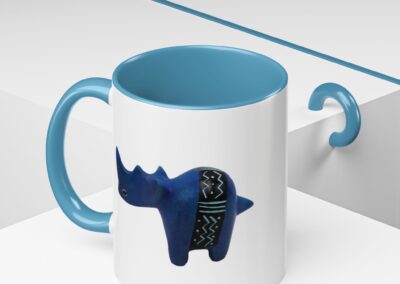 Colorful Handcrafted Rhino Accent Coffee Mug