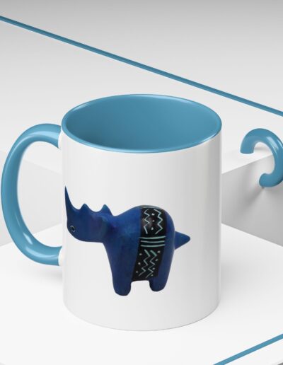Colorful Handcrafted Rhino Accent Coffee Mug