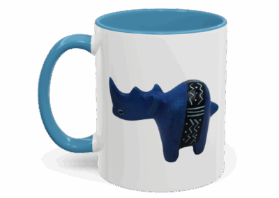 Colorful Handcrafted Rhino Accent Coffee Mug