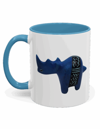 Colorful Handcrafted Rhino Accent Coffee Mug