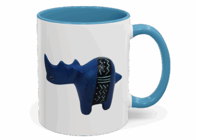 Colorful Handcrafted Rhino Accent Coffee Mug
