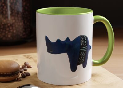 Colorful Handcrafted Rhino Accent Coffee Mug