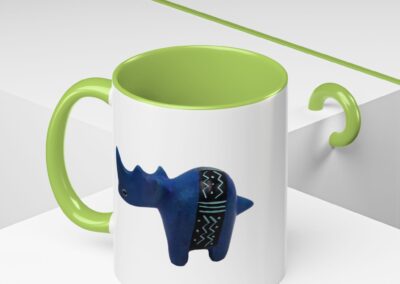 Colorful Handcrafted Rhino Accent Coffee Mug