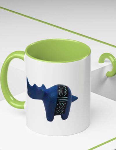 Colorful Handcrafted Rhino Accent Coffee Mug