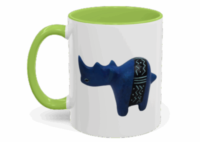 Colorful Handcrafted Rhino Accent Coffee Mug