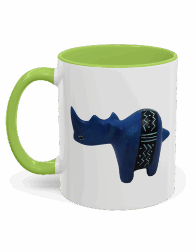 Colorful Handcrafted Rhino Accent Coffee Mug