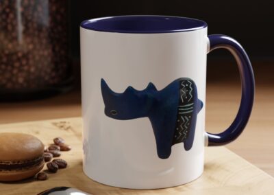 Colorful Handcrafted Rhino Accent Coffee Mug