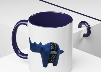 Colorful Handcrafted Rhino Accent Coffee Mug