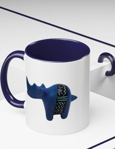 Colorful Handcrafted Rhino Accent Coffee Mug
