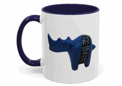 Colorful Handcrafted Rhino Accent Coffee Mug