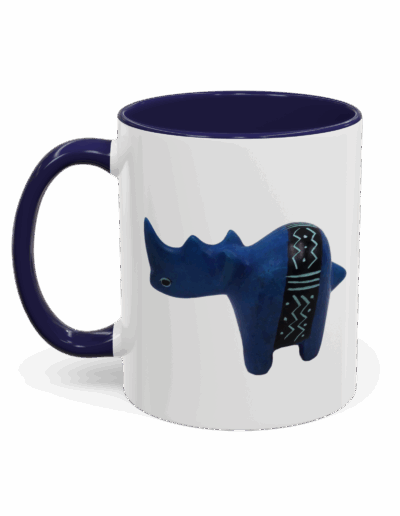 Colorful Handcrafted Rhino Accent Coffee Mug