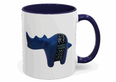 Colorful Handcrafted Rhino Accent Coffee Mug
