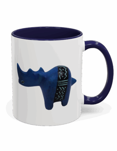 Colorful Handcrafted Rhino Accent Coffee Mug