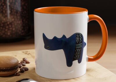 Colorful Handcrafted Rhino Accent Coffee Mug