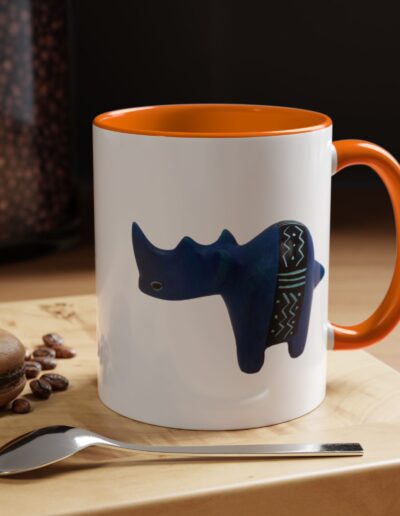 Colorful Handcrafted Rhino Accent Coffee Mug