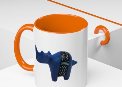 Colorful Handcrafted Rhino Accent Coffee Mug