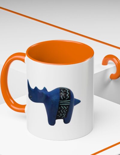 Colorful Handcrafted Rhino Accent Coffee Mug
