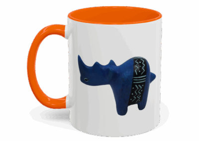 Colorful Handcrafted Rhino Accent Coffee Mug