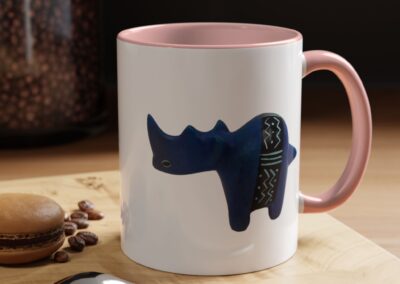 Colorful Handcrafted Rhino Accent Coffee Mug
