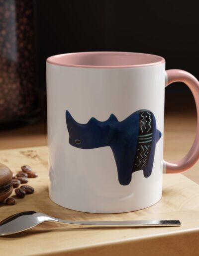 Colorful Handcrafted Rhino Accent Coffee Mug