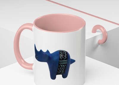 Colorful Handcrafted Rhino Accent Coffee Mug