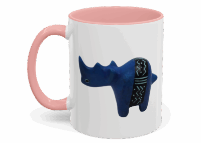 Colorful Handcrafted Rhino Accent Coffee Mug