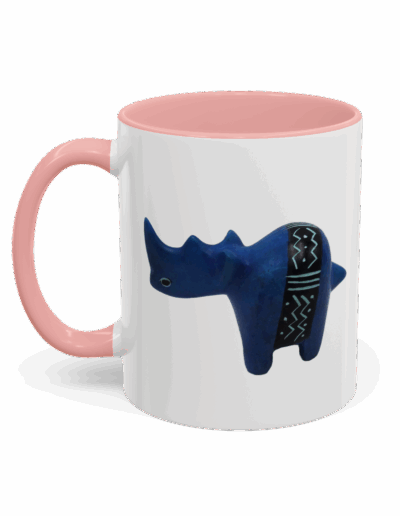 Colorful Handcrafted Rhino Accent Coffee Mug
