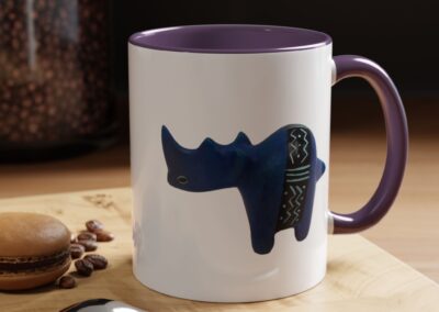 Colorful Handcrafted Rhino Accent Coffee Mug