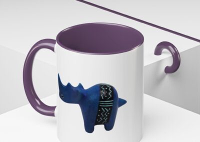 Colorful Handcrafted Rhino Accent Coffee Mug