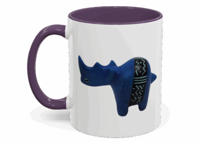 Colorful Handcrafted Rhino Accent Coffee Mug